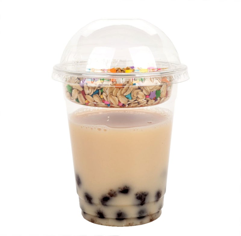 Golden Apple Cup series, 12oz Clear Plastic cups + 2oz insert with Dome lids no hole 50sets - Image 1